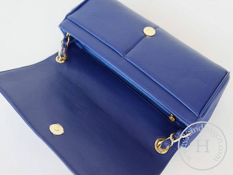 Chanel 47588 Replica Handbag Blue Lambskin Leather With Gold Hardware