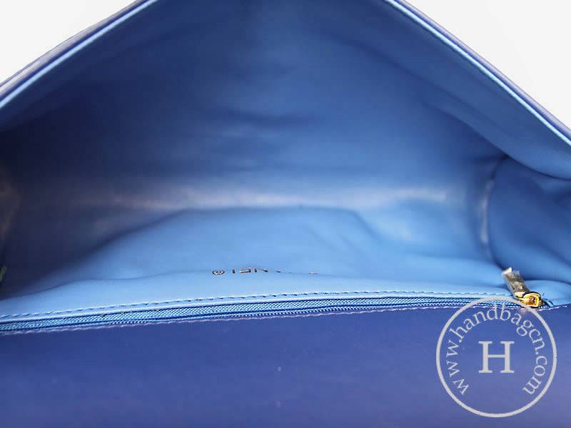 Chanel 47588 Replica Handbag Blue Lambskin Leather With Gold Hardware