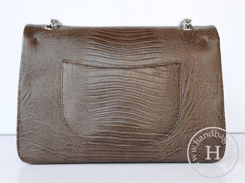 Chanel 47671 Replica Handbag Coffee Lizardstripe Leather With Silver Hardware - Click Image to Close