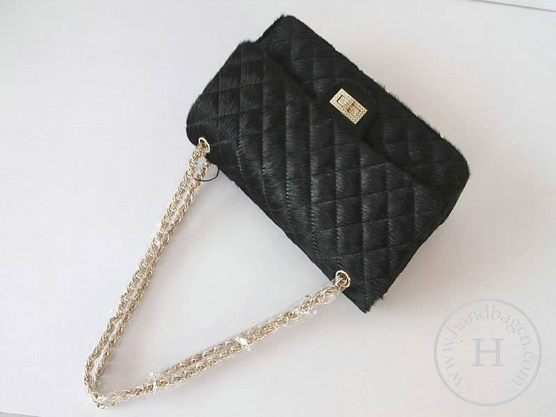 Chanel 46980 Replica Handbag Black Horsehair With Gold Hardware - Click Image to Close