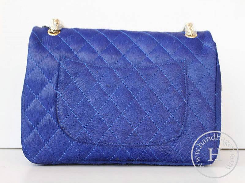 Chanel 46980 Replica Handbag Blue Horsehair With Gold Hardware