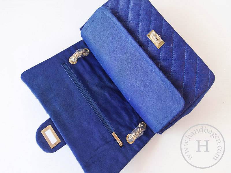 Chanel 46980 Replica Handbag Blue Horsehair With Gold Hardware - Click Image to Close
