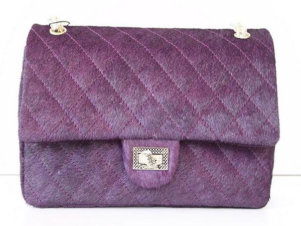 Chanel 46980 Purple Horsehair Replica Handbag With Gold Hardware