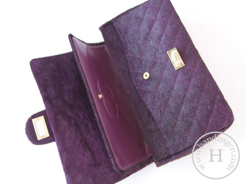 Chanel 46980 Purple Horsehair Replica Handbag With Gold Hardware - Click Image to Close