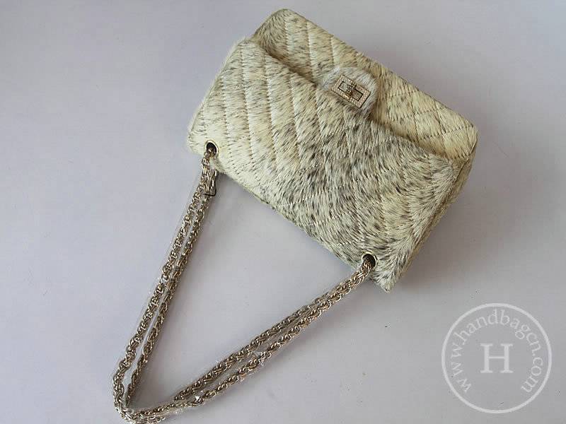 Chanel 46980 Cream Horsehair Replica Handbag With Gold Hardware