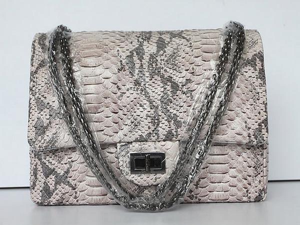 Chanel 47695 Replica Handbag Grey Pythonskin Veins Leather