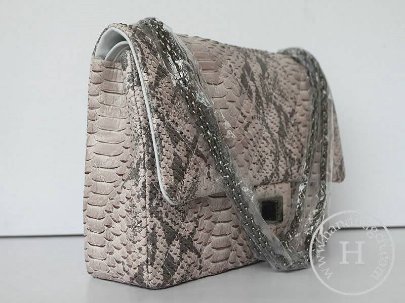 Chanel 47695 Replica Handbag Grey Pythonskin Veins Leather - Click Image to Close