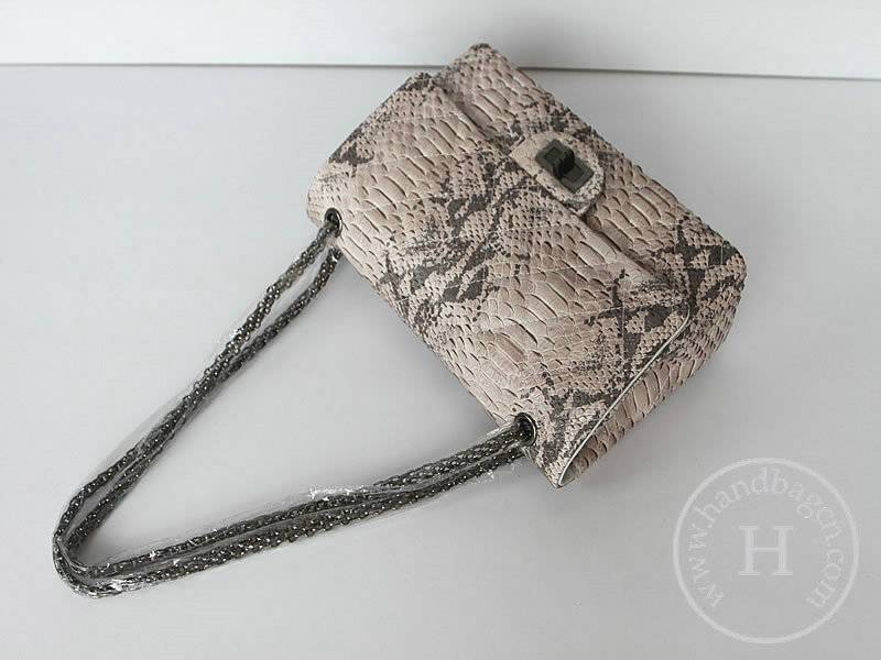Chanel 47695 Replica Handbag Grey Pythonskin Veins Leather
