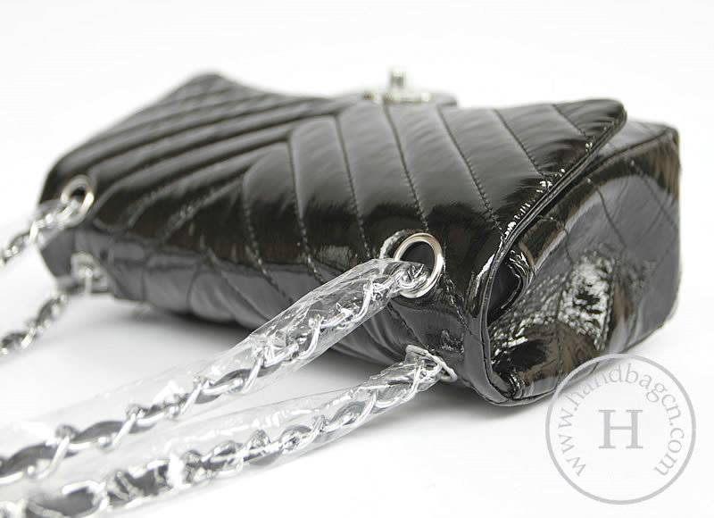 Chanel 48183 Replica Handbag Black Patent Leather With Silver Hardware