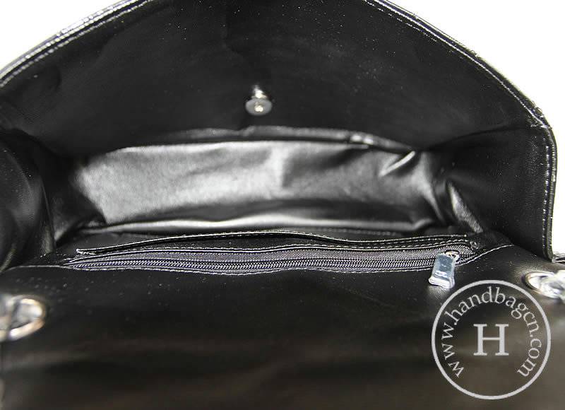 Chanel 48183 Replica Handbag Black Patent Leather With Silver Hardware