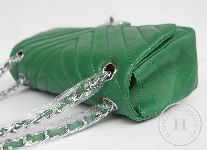 Chanel 48183 Replica Handbag Green Lambskin Leather With Silver Hardware