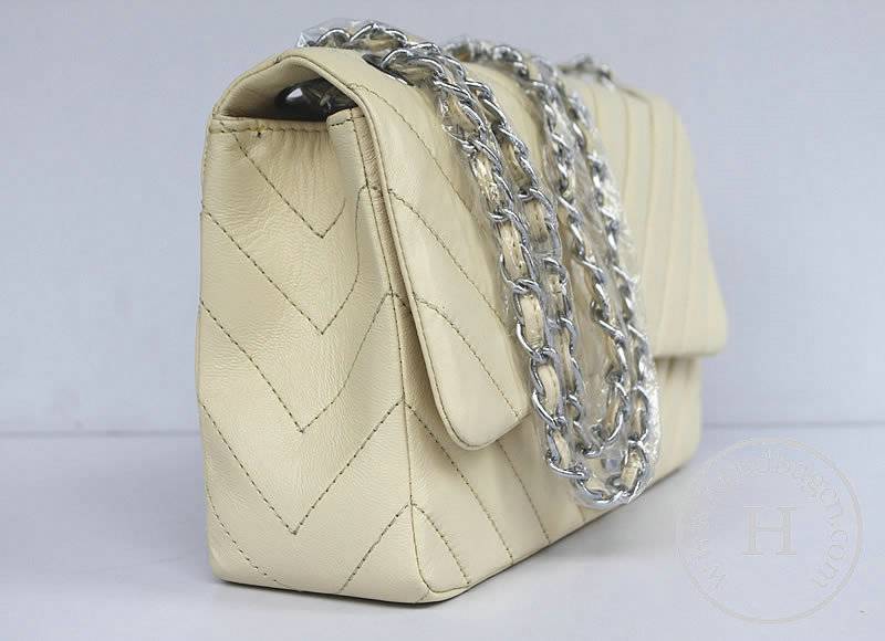 Chanel 48183 Replica Handbag Cream Lambskin With Silver Hardware - Click Image to Close