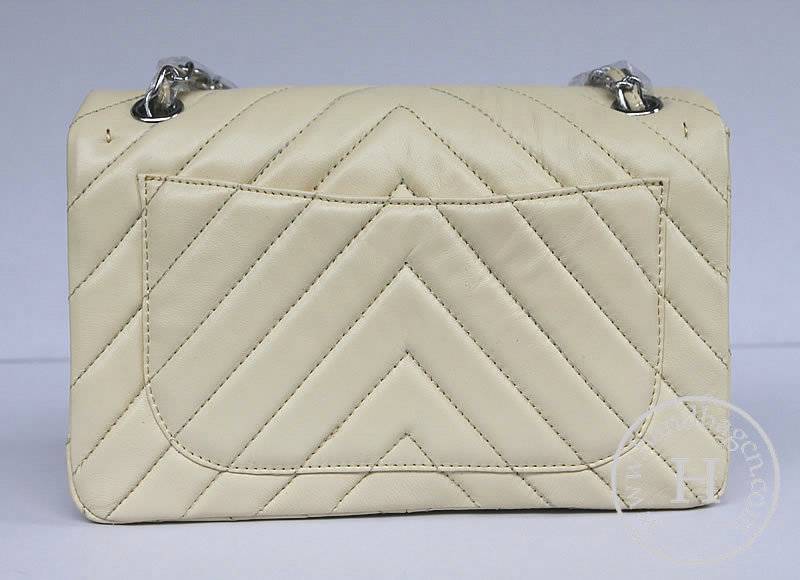 Chanel 48183 Replica Handbag Cream Lambskin With Silver Hardware