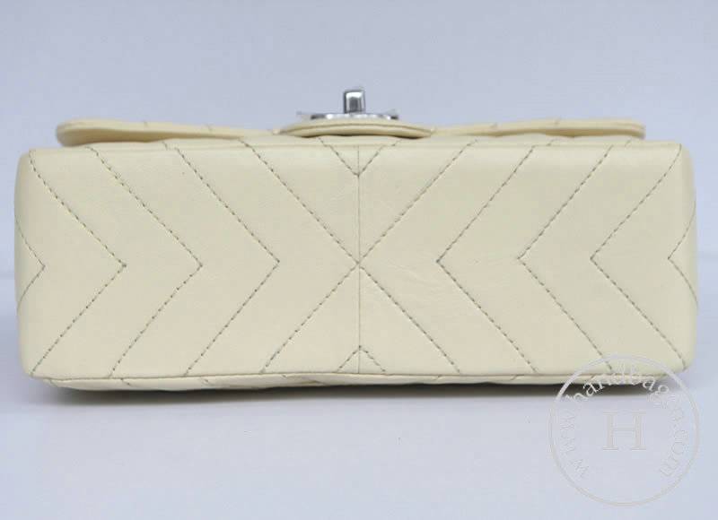 Chanel 48183 Replica Handbag Cream Lambskin With Silver Hardware