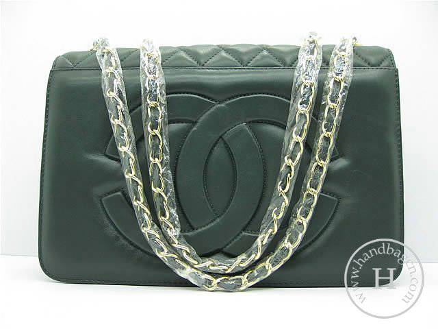 Chanel 48220 replica handbag Classic black lambskin leather with Gold hardware