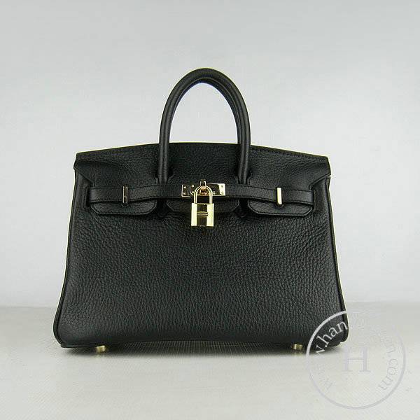 Hermes birkin 25cm 6068 Black Cow Leather With Gold Hardware