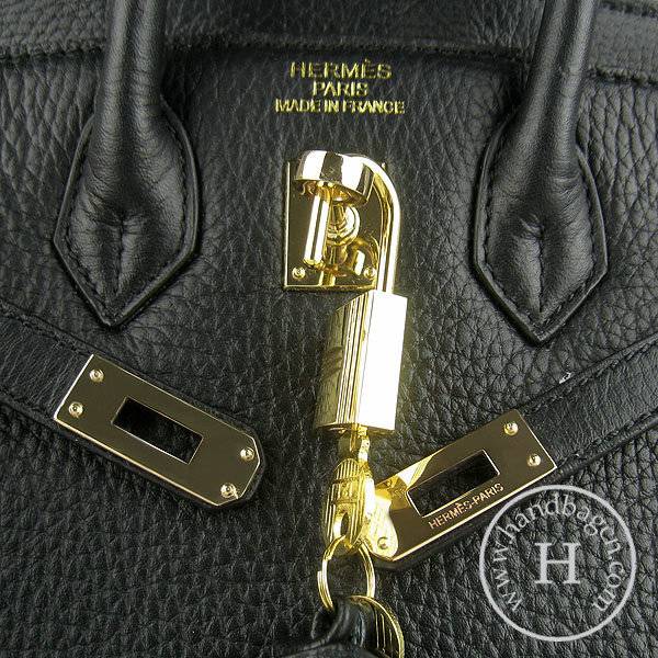 Hermes birkin 25cm 6068 Black Cow Leather With Gold Hardware