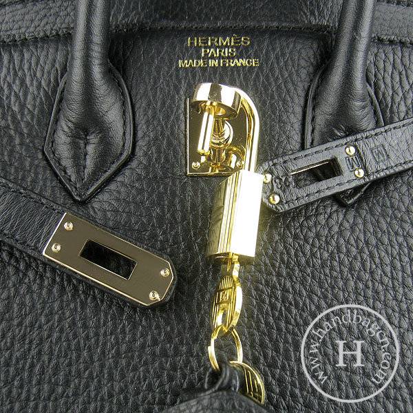Hermes birkin 25cm 6068 Black Cow Leather With Gold Hardware - Click Image to Close