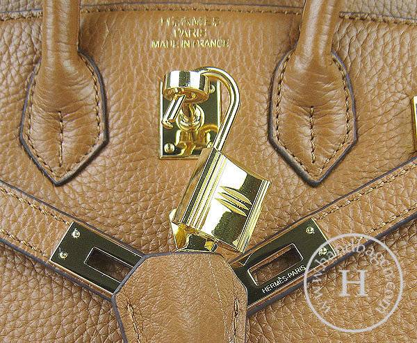 Hermes birkin 25cm 6068 Knockoff handbag Light Coffee Cow leather with Gold Hardware - Click Image to Close