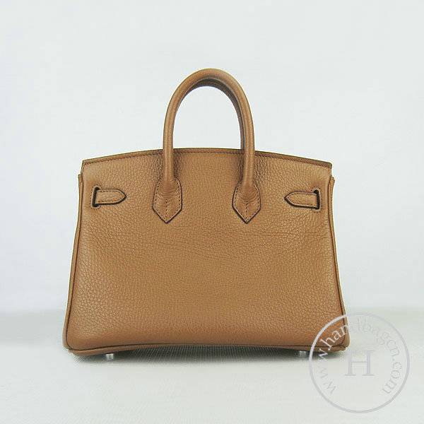 Hermes birkin 25cm 6068 Knockoff handbag Light Coffee Cow leather with Silver Hardware - Click Image to Close