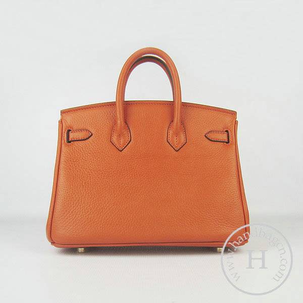 Hermes birkin 25cm 6068 Knockoff handbag Orange Cow leather with Gold Hardware - Click Image to Close