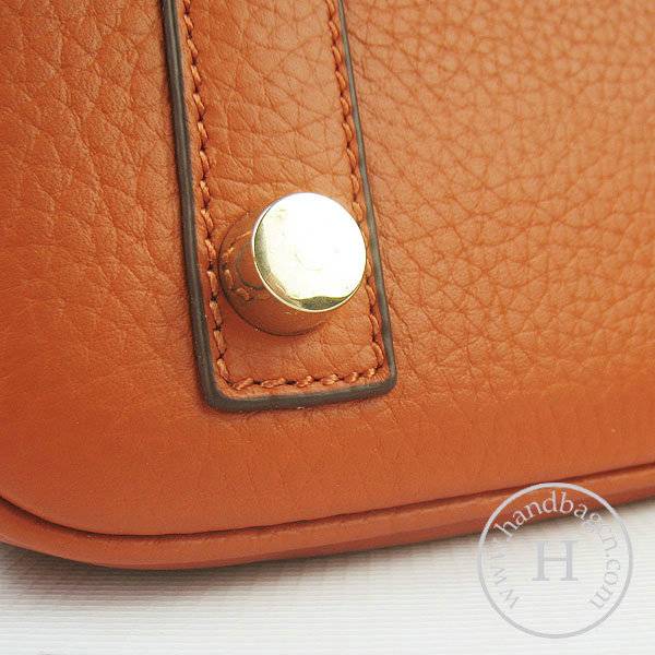 Hermes birkin 25cm 6068 Knockoff handbag Orange Cow leather with Gold Hardware