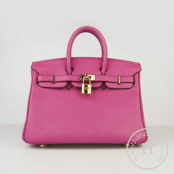 Hermes birkin 25cm 6068 Knockoff handbag Peach Red Cow leather with Gold Hardware