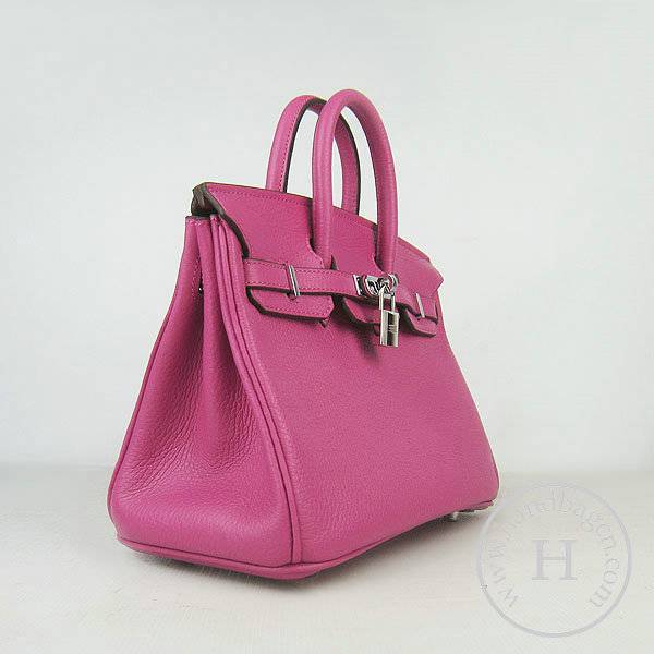 Hermes birkin 25cm 6068 Knockoff handbag Peach Red Cow leather with Silver Hardware - Click Image to Close