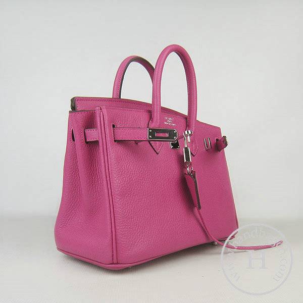 Hermes birkin 25cm 6068 Knockoff handbag Peach Red Cow leather with Silver Hardware - Click Image to Close