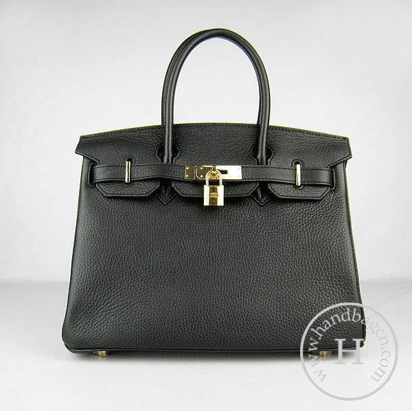 Hermes Birkin 30cm 6088 Black Calfskin Leather With Gold Hardware - Click Image to Close