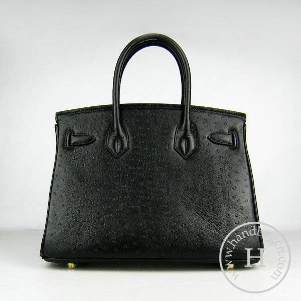 Hermes Birkin 30cm 6088 Black Ostrich Leather With Gold Hardware - Click Image to Close