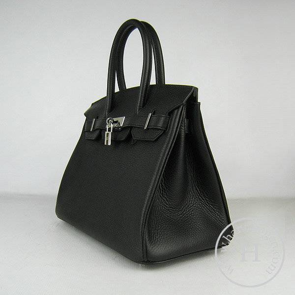 Hermes Birkin 30cm 6088 Black Calfskin Leather With Silver Hardware