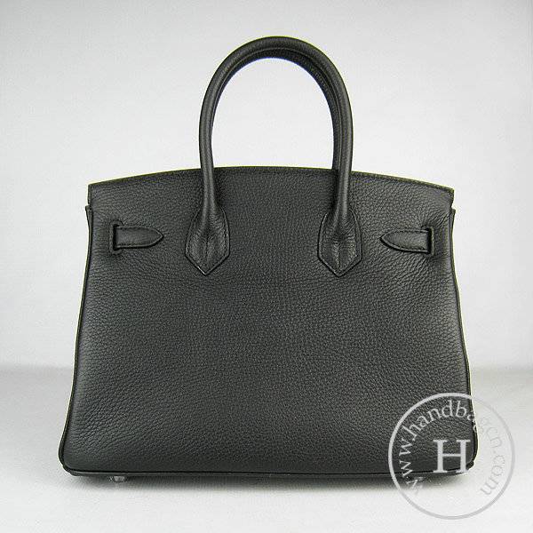 Hermes Birkin 30cm 6088 Black Calfskin Leather With Silver Hardware - Click Image to Close