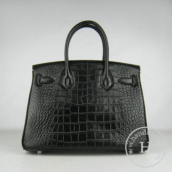 Hermes Birkin 30cm 6088 Black Alligator Leather With Silver Hardware