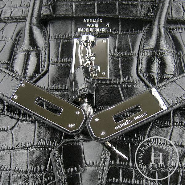 Hermes Birkin 30cm 6088 Black Alligator Leather With Silver Hardware