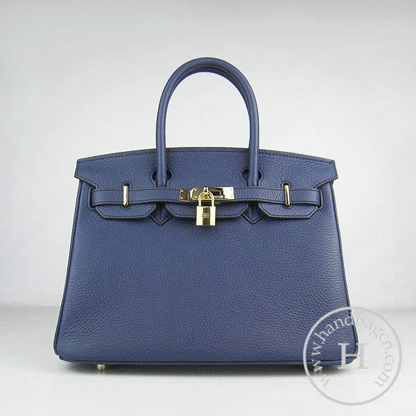 Hermes Birkin 30cm 6088 Dark Blue Calfskin Leather With Gold Hardware - Click Image to Close