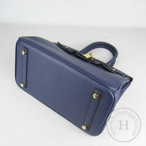 Hermes Birkin 30cm 6088 Dark Blue Calfskin Leather With Gold Hardware