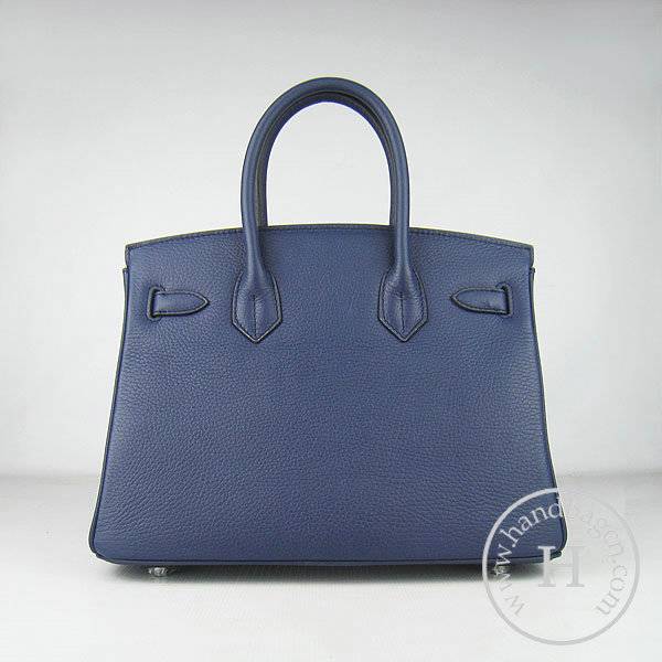 Hermes Birkin 30cm 6088 Dark Blue Calfskin Leather With Silver Hardware