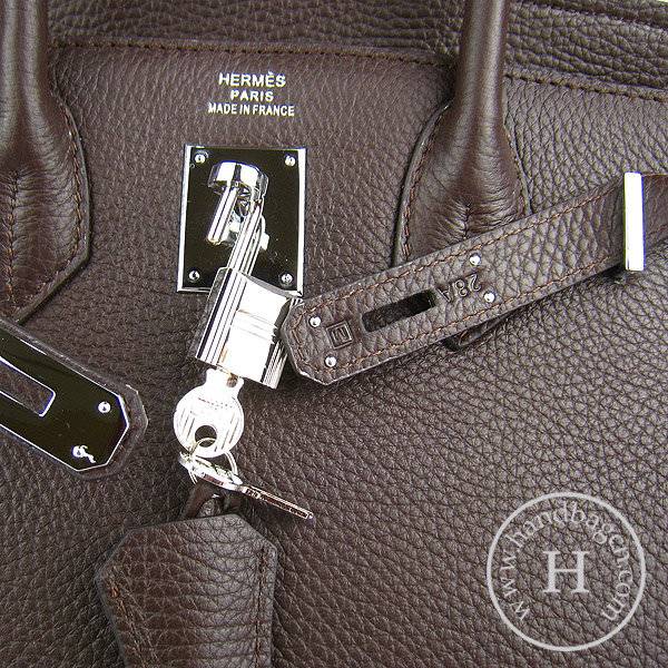 Hermes Birkin 30cm 6088 Dark Coffee Calfskin Leather With Silver Hardware - Click Image to Close