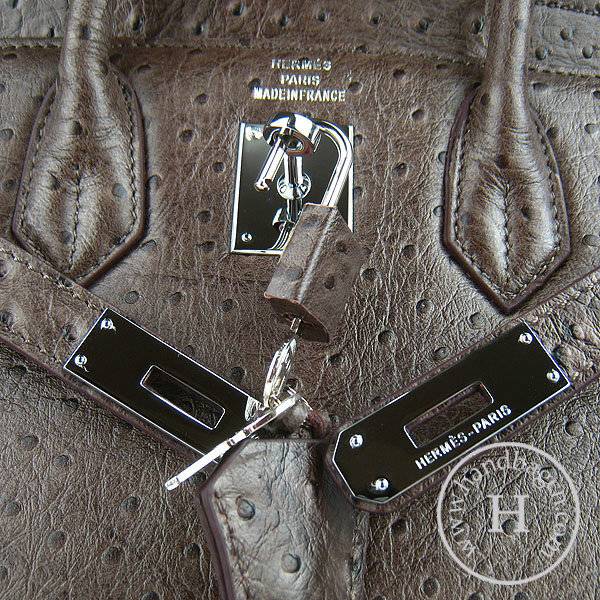 Hermes Birkin 30cm 6088 Dark Coffee Ostrich Leather With Silver Hardware