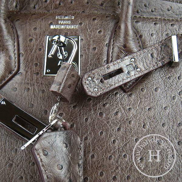 Hermes Birkin 30cm 6088 Dark Coffee Ostrich Leather With Silver Hardware