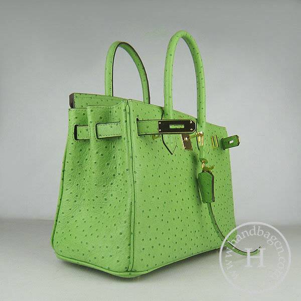 Hermes Birkin 30cm 6088 Green Ostrich Leather With Gold Hardware - Click Image to Close
