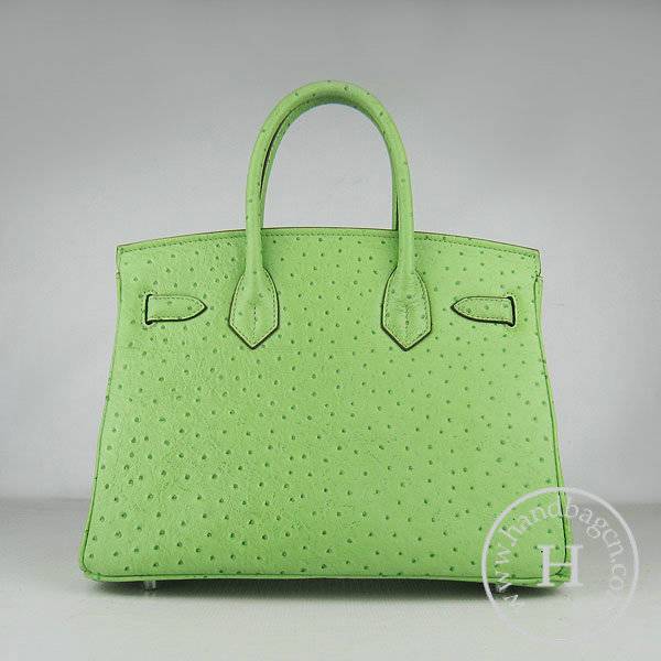 Hermes Birkin 30cm 6088 Green Ostrich Leather With Silver Hardware - Click Image to Close