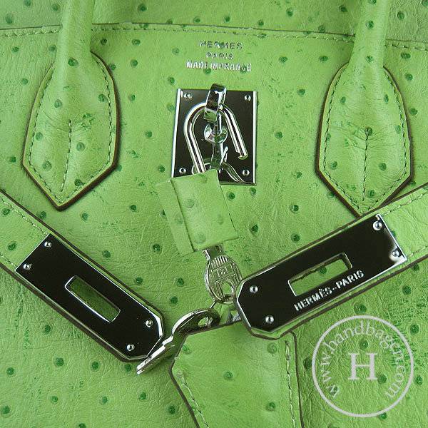 Hermes Birkin 30cm 6088 Green Ostrich Leather With Silver Hardware