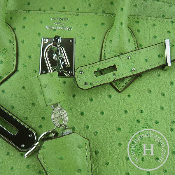 Hermes Birkin 30cm 6088 Green Ostrich Leather With Silver Hardware