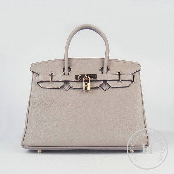 Hermes Birkin 30cm 6088 Gray Calfskin Leather With Gold Hardware - Click Image to Close