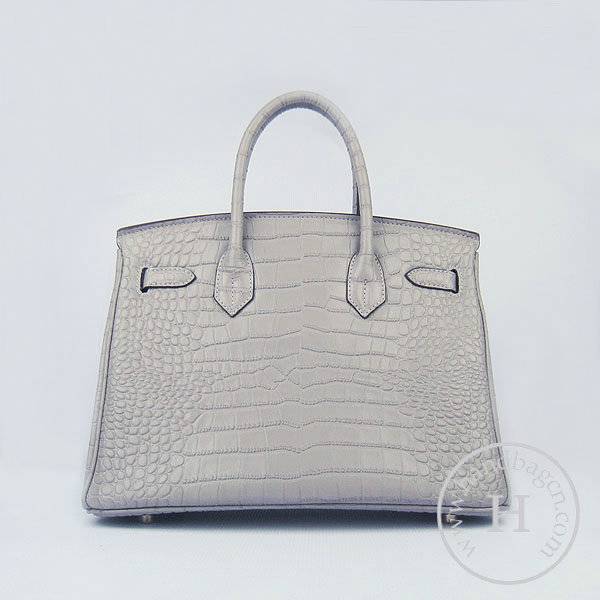 Hermes Birkin 30cm 6088 Gray Alligator Leather With Gold Hardware - Click Image to Close