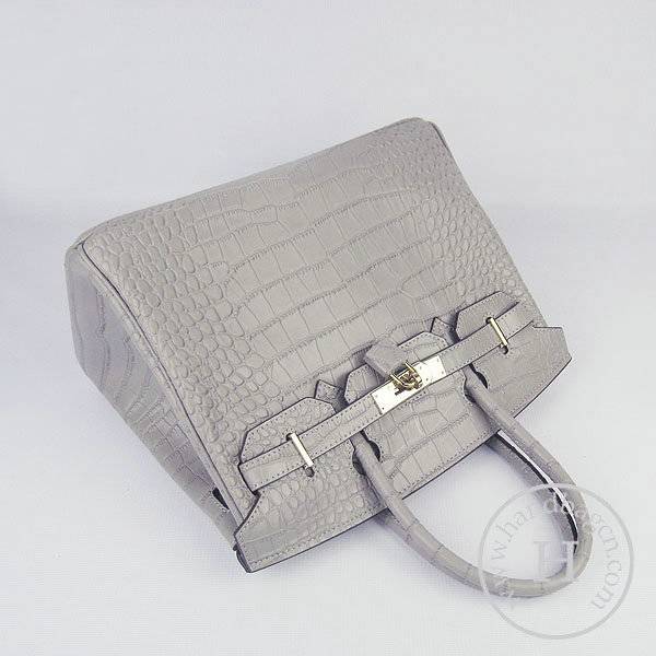 Hermes Birkin 30cm 6088 Gray Alligator Leather With Gold Hardware - Click Image to Close