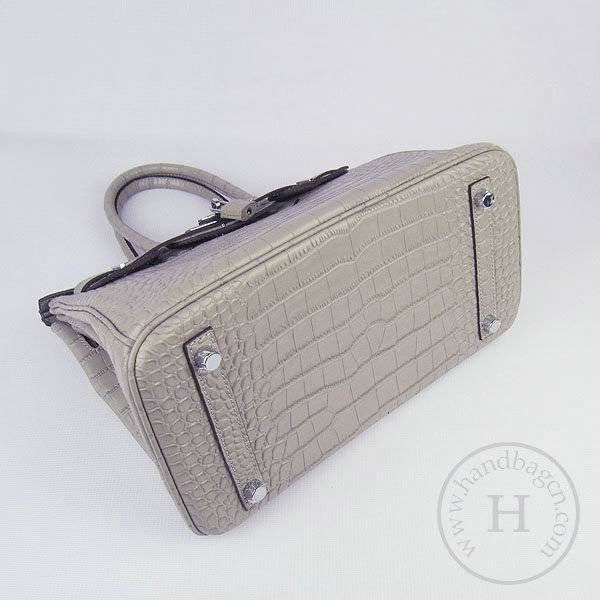 Hermes Birkin 30cm 6088 Gray Alligator Leather With Silver Hardware