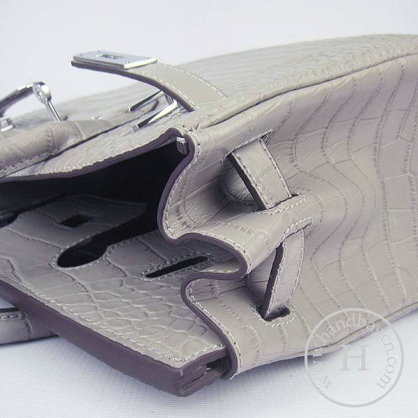 Hermes Birkin 30cm 6088 Gray Alligator Leather With Silver Hardware